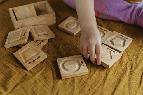 QTOYS - Wooden Geo Shapes Tracing Board